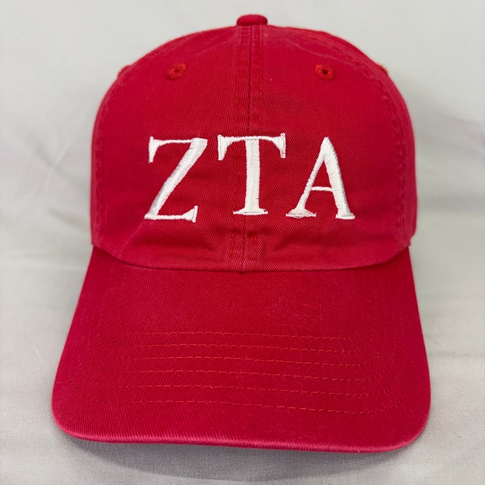 Port Authority Hat ZTA Sorority Women OSFM Red Embroidered Baseball Cap